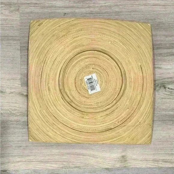 Bamboo Swirl Sushi Plate 12” Square Thailand Concave Sashimi Serving Platter - Picture 5 of 10